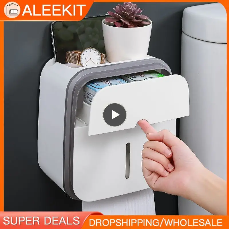 

Paper Storage Waterproof Wall Tray Roll Mobile Phone Tube Storage Box Tray Tissue Box Shelf For Bathroom Toilet Paper Holder
