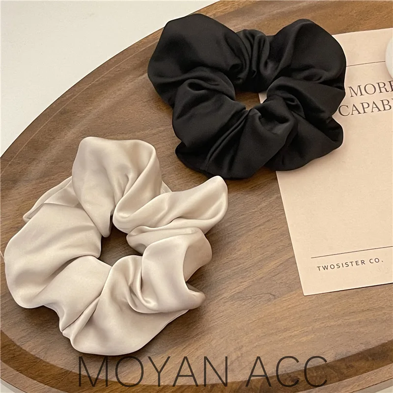 

Large Intestine Hair Band Women's Simple Large Mori Fairy Beautiful Head Rope Artistic Temperament Satin Tie Hair Headdress Flow