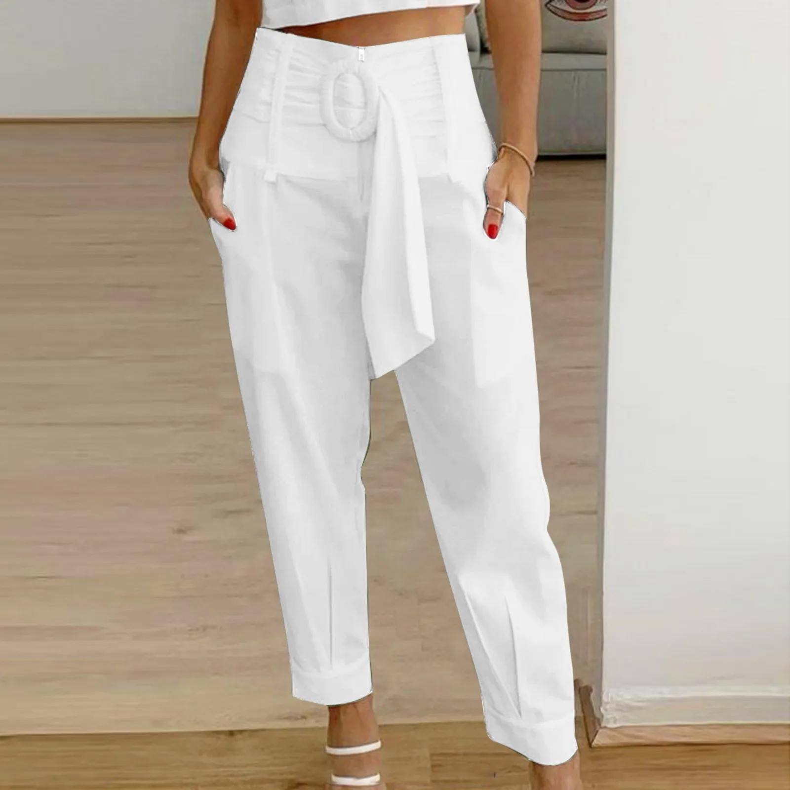 

Брюки-карго женские пляжные свободные с широкими штанинами