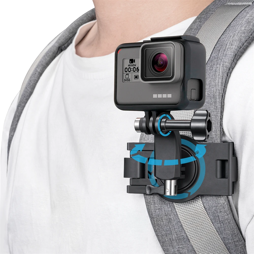 Купи 360 Degree Rotary Backpack Clip Accessories for Gopro Hero11 10 9 8 Osmo Pocket Action Camera Shoulder Belt Phone Fixed за 179 рублей в магазине AliExpress