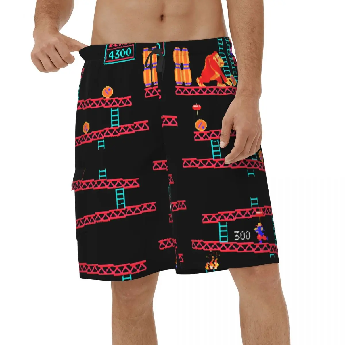 

New Shorts Donkey Kong 3D Men's Beachwear Arcade Game Collage Vintage Retro Male Beach Shorts