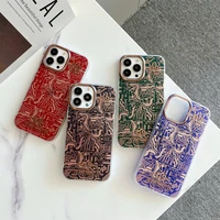 creative gold blocking circuit case for iphone 11 12 13 pro max electroplated camera frame pu acrylic air protect for 12pro pc