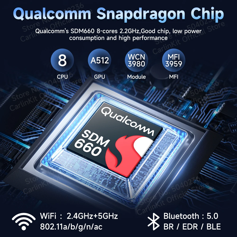 CarlinKit 2024 Новый Android 13 CarPlay AI Box Qualcomm SDM660 SM6225 8-ядерный 4 ГБ/8 ГБ ОЗУ 64 ГБ/128 ПЗУ HDMI