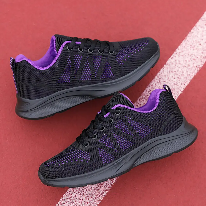 

2022 Large Size Breathable Flying Woven Women's Shoes Lightweight Soft Sole Comfortable Casual Running Shoes Flat Women's Shoes