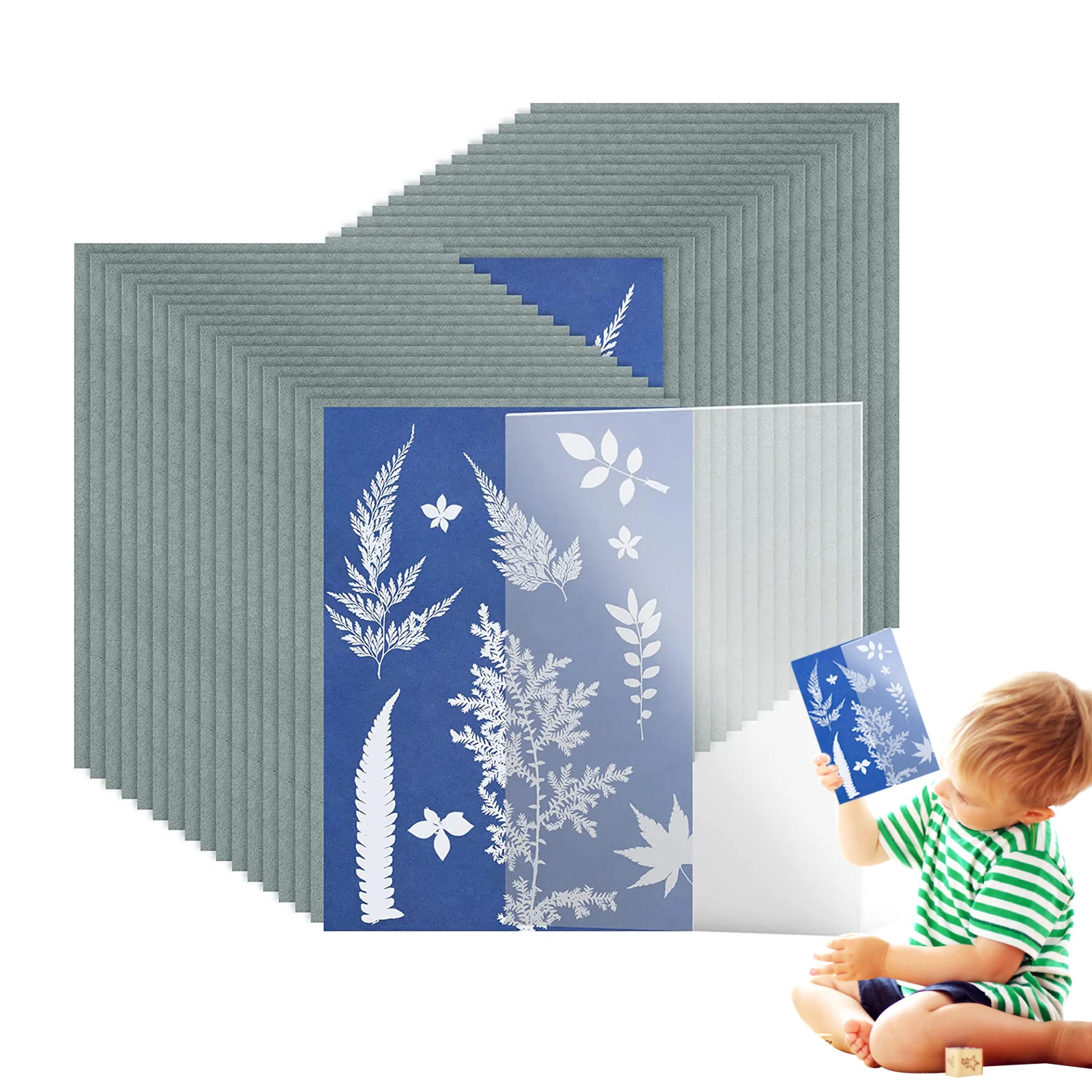 

Cyanotype Paper 32 Sheets Sun Print Paper With 1 Sheet Acrylic Panel A5 Solar Drawing Paper Sensitivity Nature Printing Paper