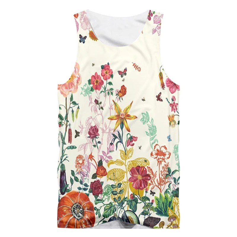 

Butterfly And Flower Printed 2022 New Vests Cool Summer Trending Retro Patterns Unisex Plus Size 6xl Comfortable Sleeveless Tops