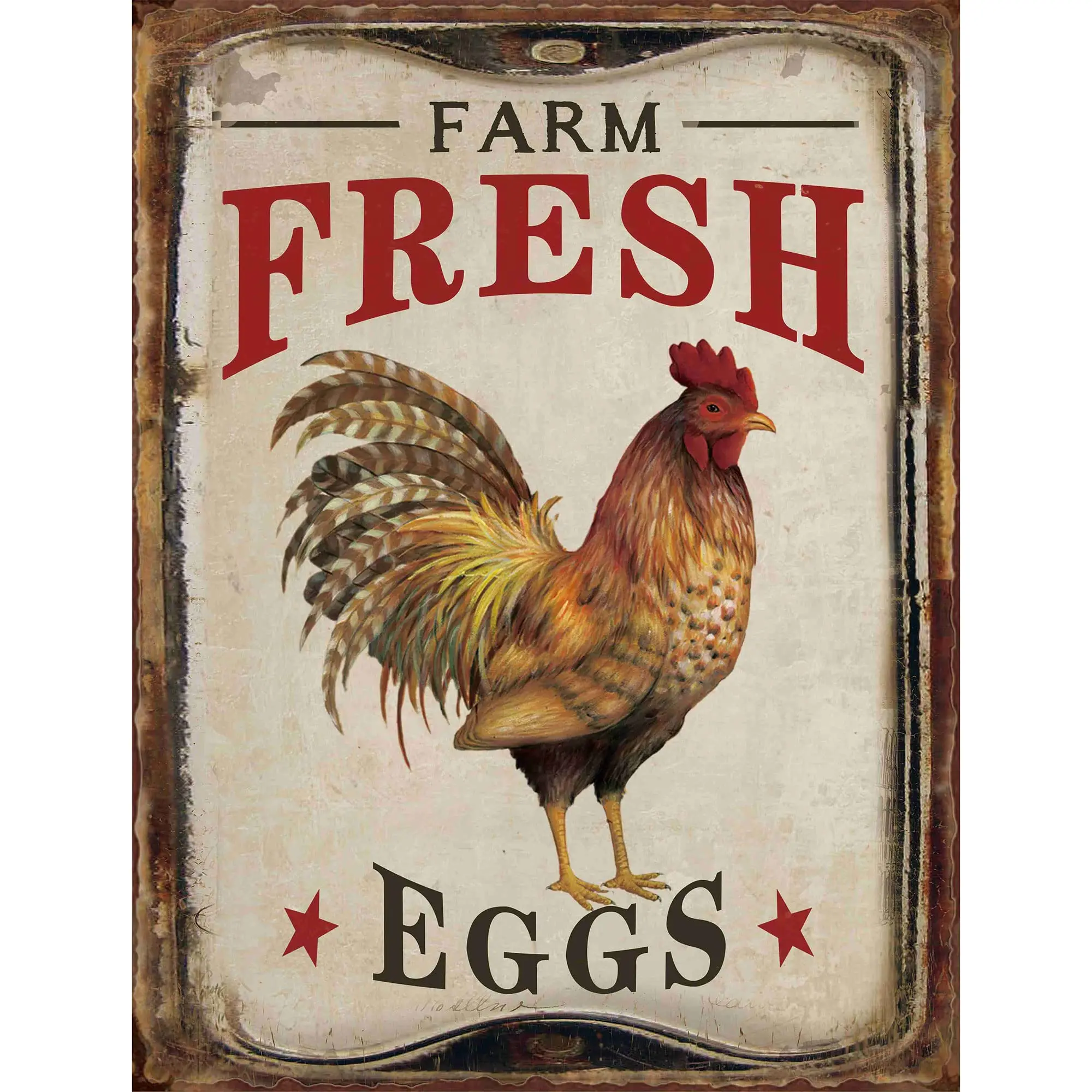 

Barnyard Designs Farm Fresh Organic Eggs Retro Vintage Metal Tin Bar , Decorative Wall Art Signage, Primitive Farmhouse Country