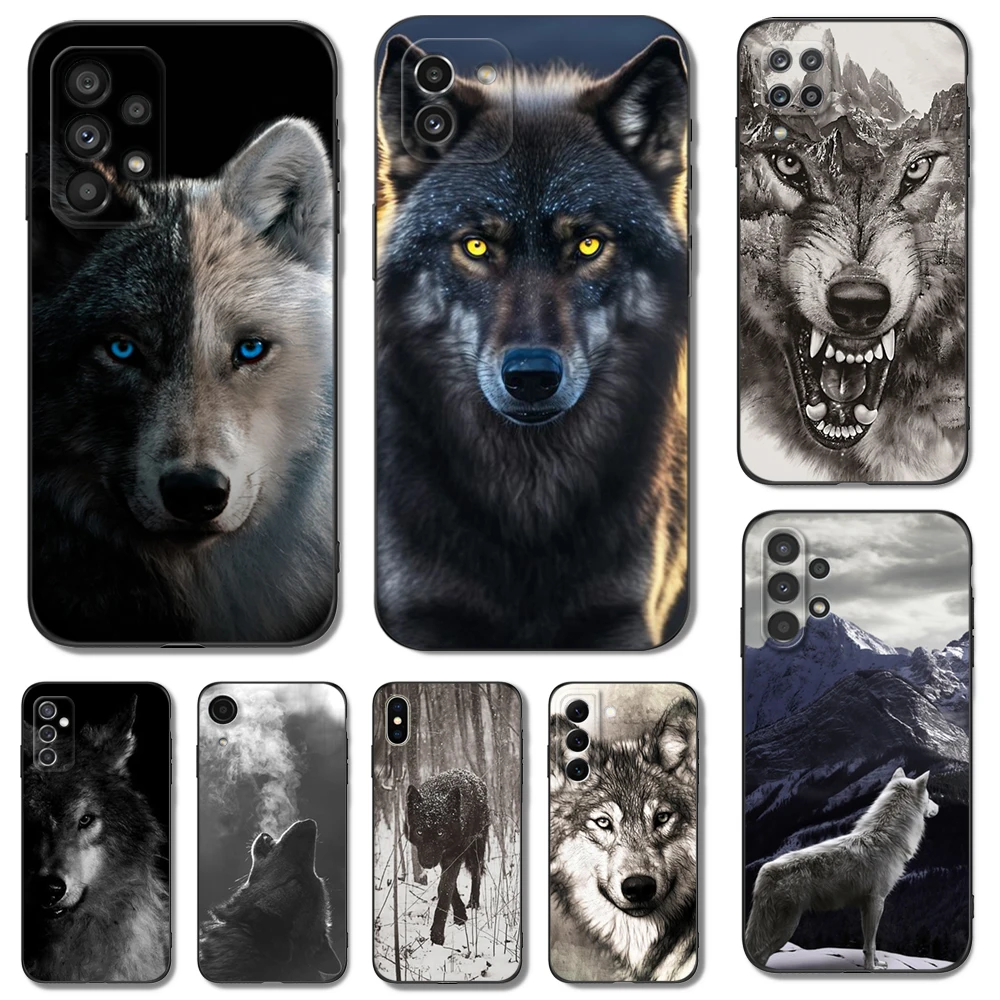 

Black Tpu Case For Samsung Galaxy F23 M12 M22 M23 M32 4G M52 5G M30S M21 A04s wolf animal