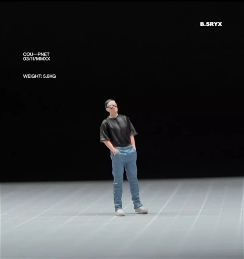 1:64 Масштаб Модель 1 шт. мужчины из смолы с короткими рукавами и солнцезащитными