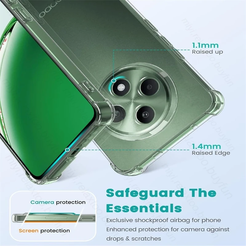 Противоударный прозрачный силиконовый чехол для Oppo Reno12 F 4G 5G мягкий из ТПУ