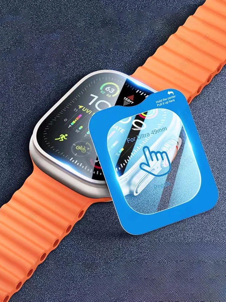 Фото 6 шт. гидрогелевых пленок с инструментом для Apple Watch Ultra 2 Ultra 3 49 мм, защитная пленка для экрана, защита от царапин, HD TPU пленка, защитное покрытие №1