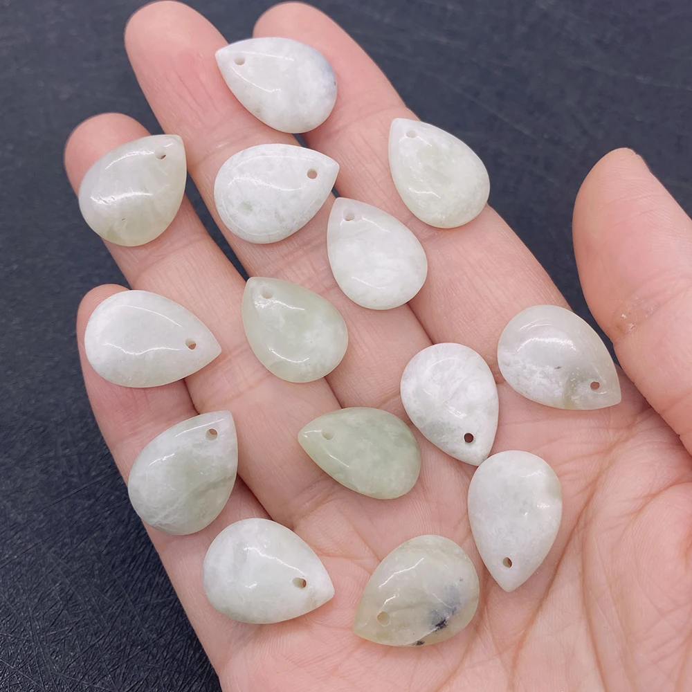 

5pcs Natural Stone Water Drop Chalcedony Jade Loose Spacer Beads Fashion Ladies Glamour Jewelry Making DIY Earring Accessories