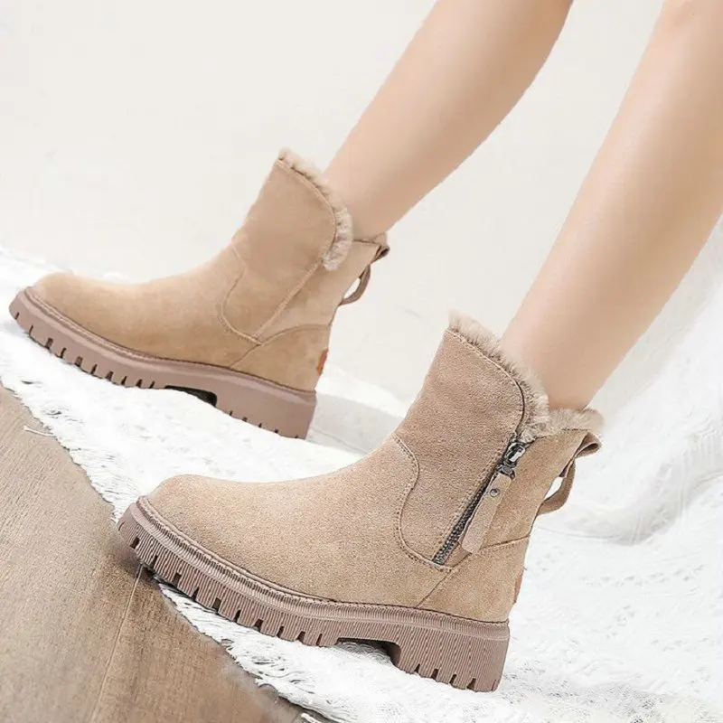 

2022 Winter New Thick Couple Snow Boots Plus Velvet Warm Side Zipper Outdoor Casual Short Boots Cold Resistance Men Cotton Shoes