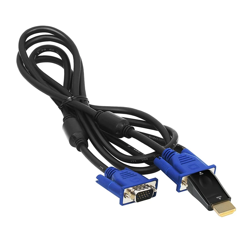 

2Pcs 1.5M 15 Pin D-Sub Male To Male 3+5 VGA Cable And 1081P HDMI To VGA Adapter