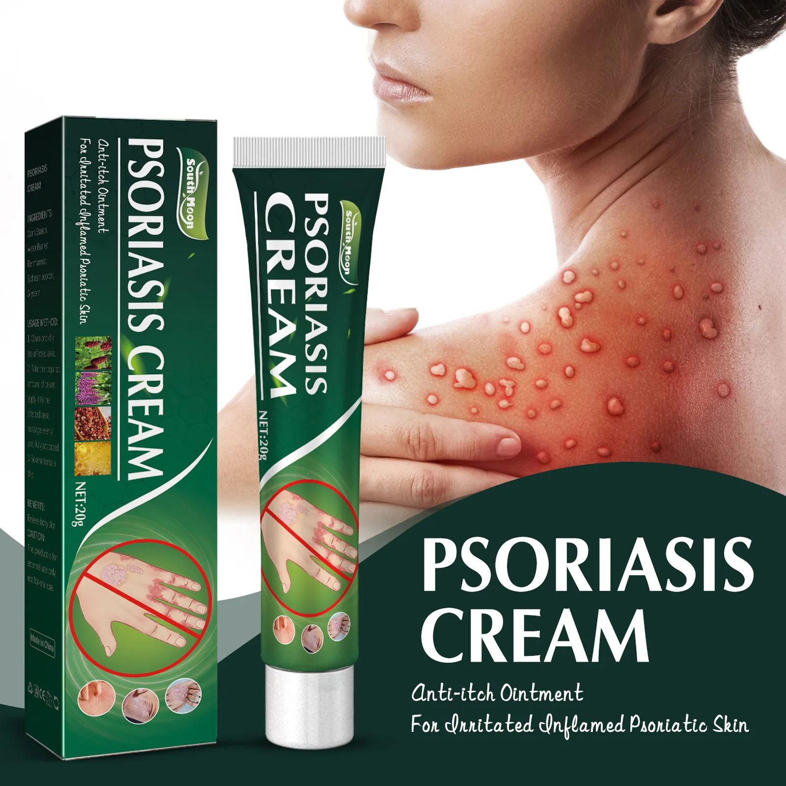 

Antibacterial Cream Psoriasis Ointment Herbal Treatment Fungus Eczematoid Anti-itch Relief Rash Urticaria Desquamation Body Care