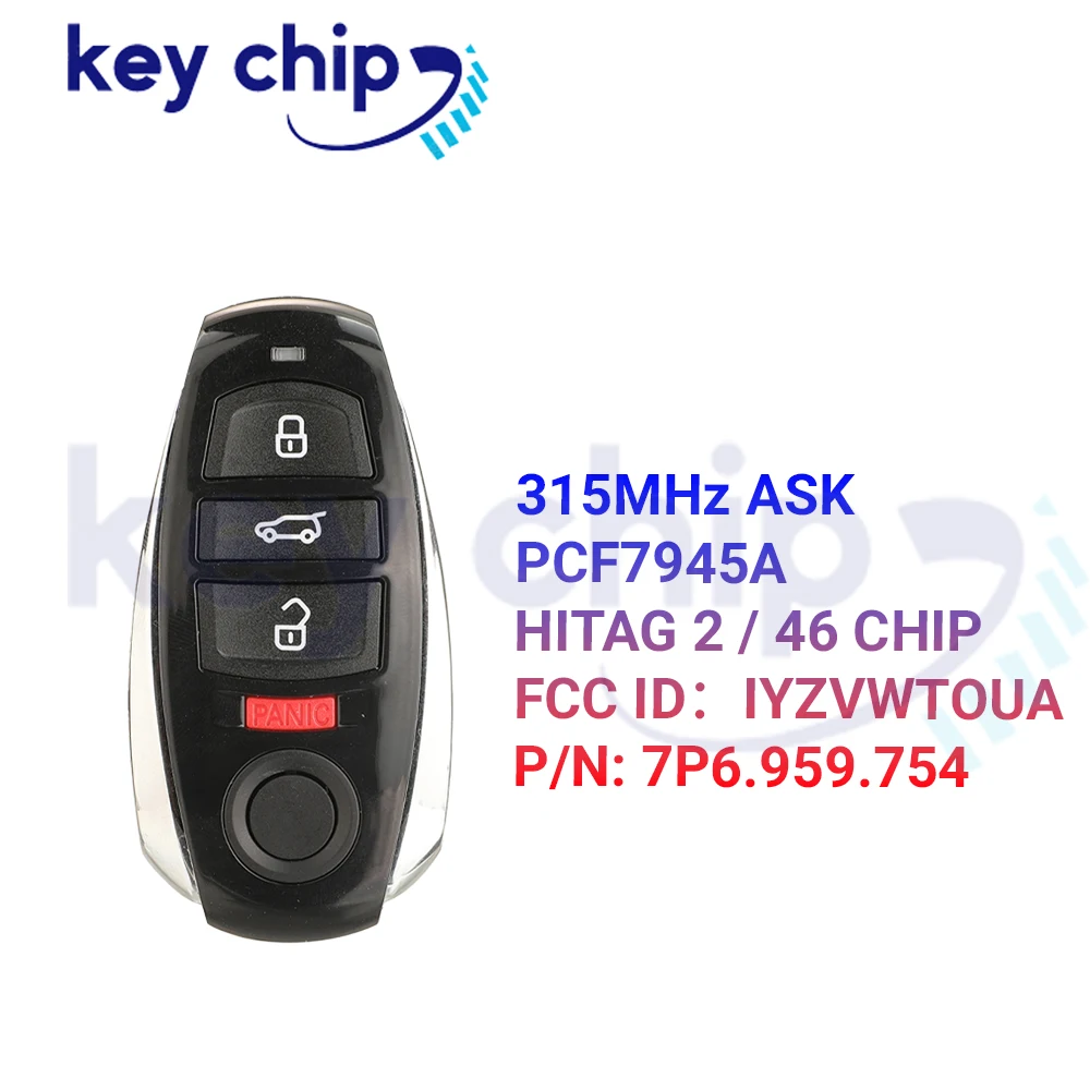 Фото Ключ-чип для VW Touareg 2011-2018 315/433/868 МГц 7P6 959 754 AP, дистанционный ключ 7P6 959 754 AL, FCC ID: IYZVWTOUA, P/N: 7P6.959.754 №2