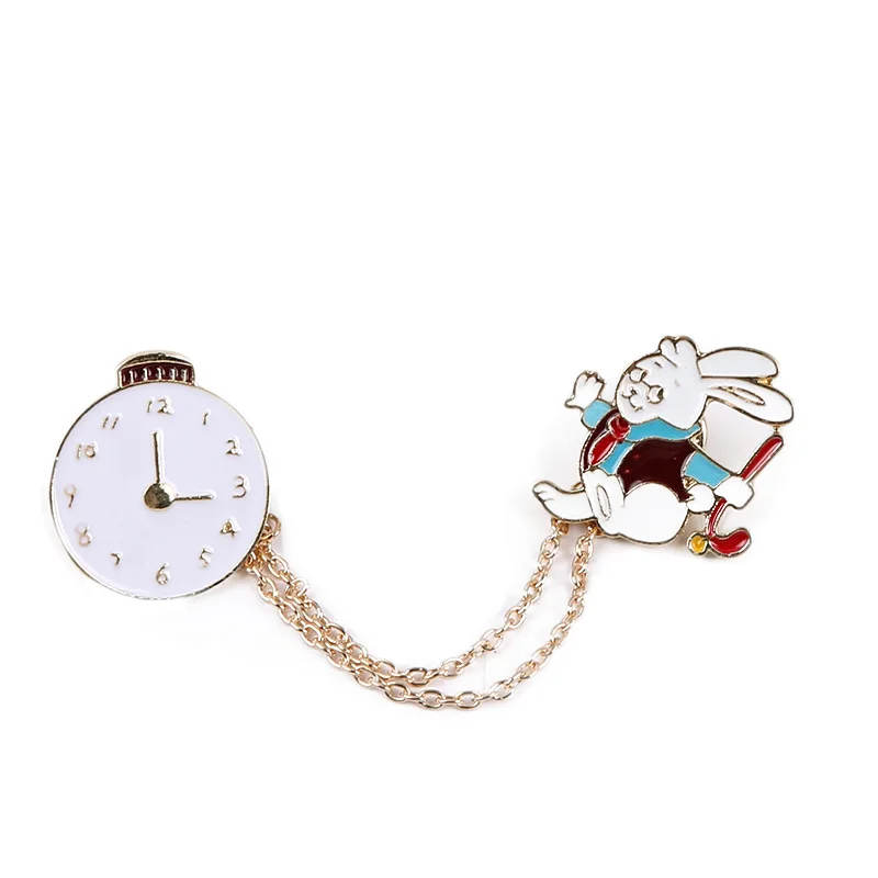 

Disney Cartoon Anime Alice in Wonderland Cute The White Rabbit Brooch Action Figure Toys Cute Collection Practical Gift for Kids