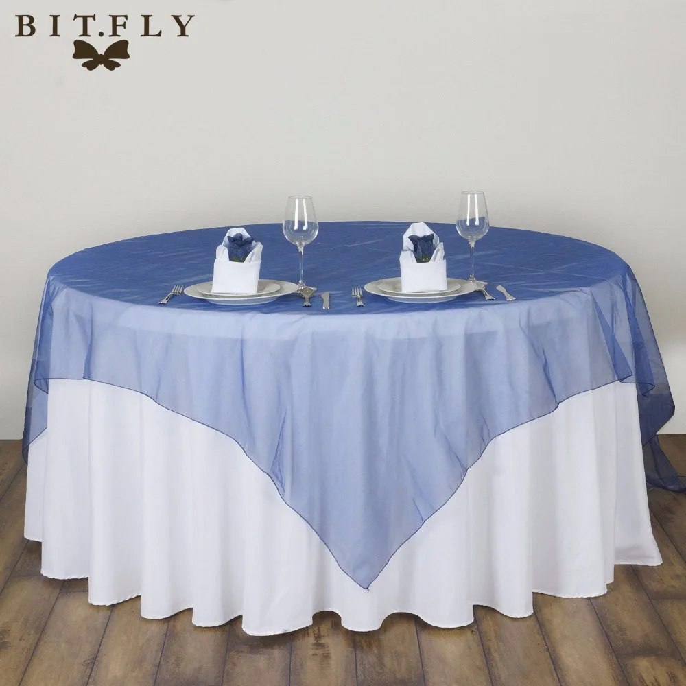 

180*180 cm (70inch) Organza Wedding Table Cloth Elegant Solid Organza Hotel Banquet Table Overlay Banquet Party Supplies