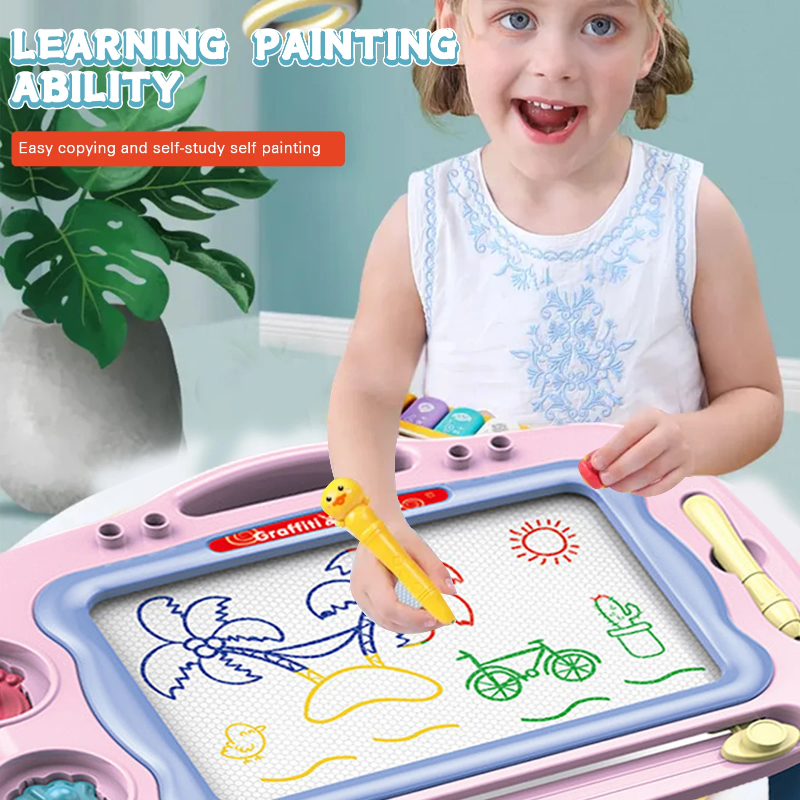 

Детская магнитная доска для письма, доска для раннего обучения с ногами, воображение, обучающая игрушка, стираемая пластиковая доска для творчества, JAN88