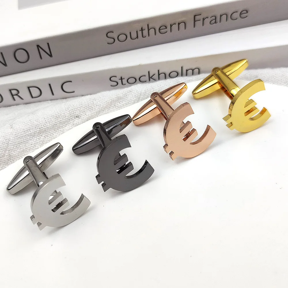 Мужские французские запонки из нержавеющей стали золотые с Европейским знаком