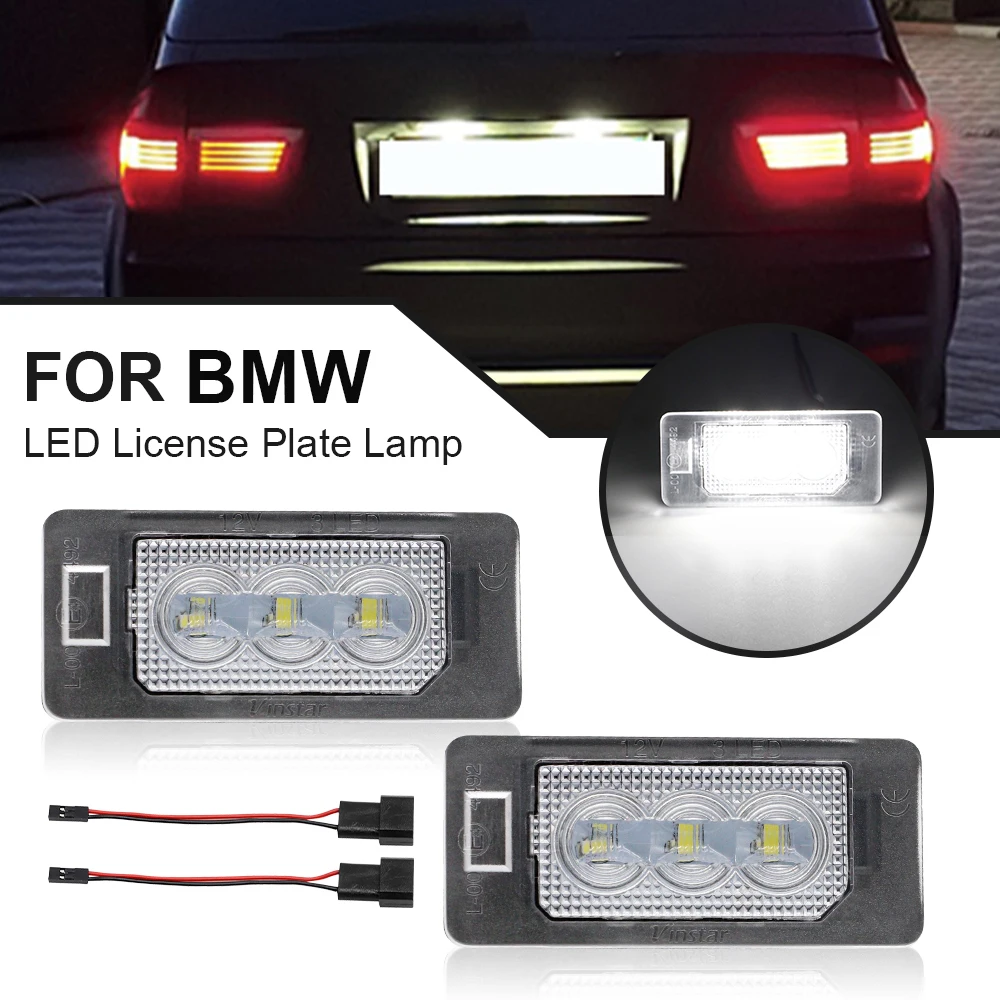 2PCS LED License Plate Light For BMW E39 E46 E60 E61 E70 E71 E90 E91 E92 F10 Rear Error Free Number Plate Lamp Replacement