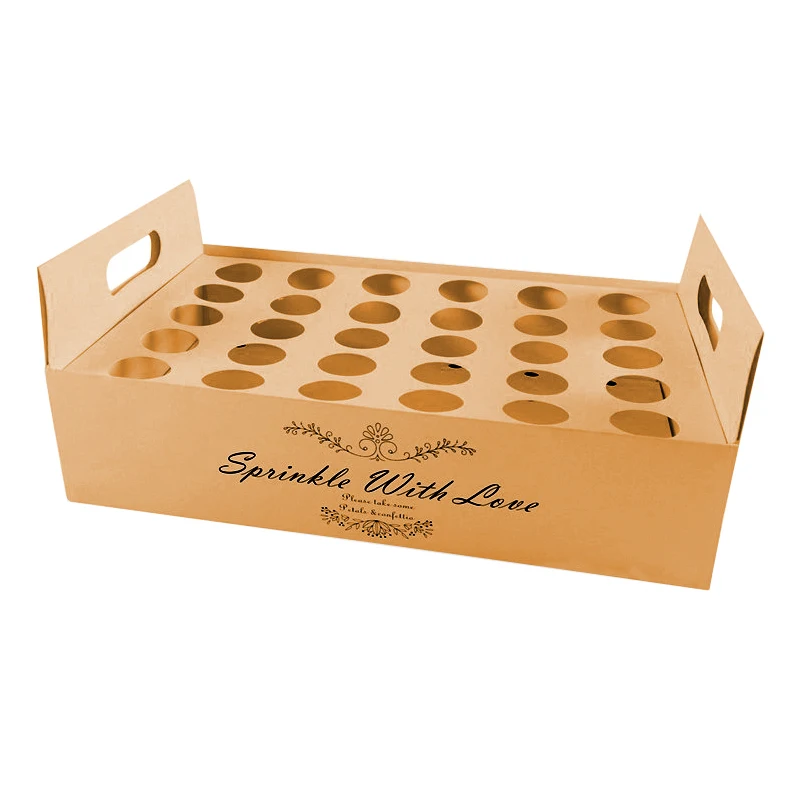 

For Wedding Birthday Vintage DIY Tray Party Favor Petals Storage Dried Flowers Confetti Cone Stand 30 Holes Box Brown Paper