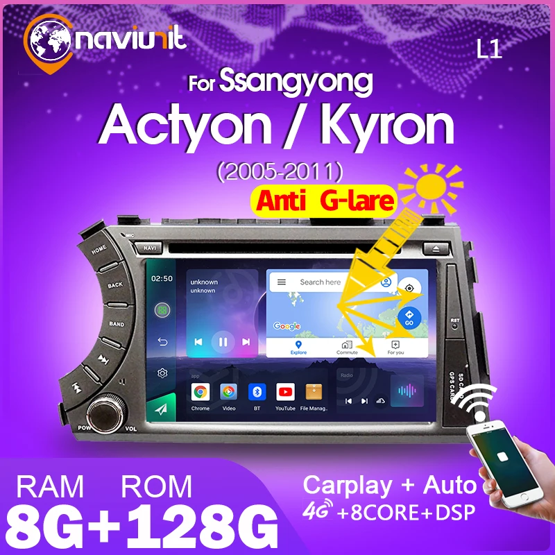 Автомагнитола 2 din Android 11 мультимедийный экран для Ssang yong Ssangyong Actyon Kyron 2005-2011 с Bluetooth