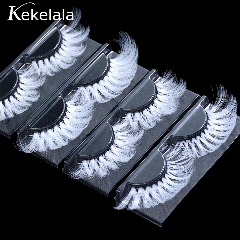 Длинные белые накладные ресницы 3D эффектные красочные парики для косплея с
