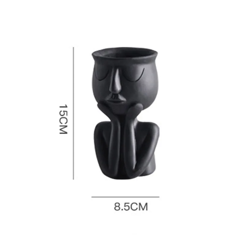 Цветочный горшок из смолы с изображением человеческого лица абстрактный