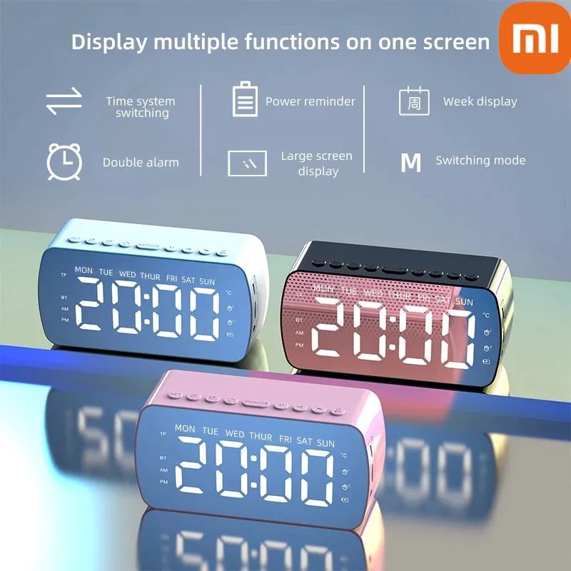 

Xiaomi Wireless Bluetooth Speaker Portable Speaker LED Digital Display Mirror Screen Desktop Alarm Clock Subwoofer Music Player