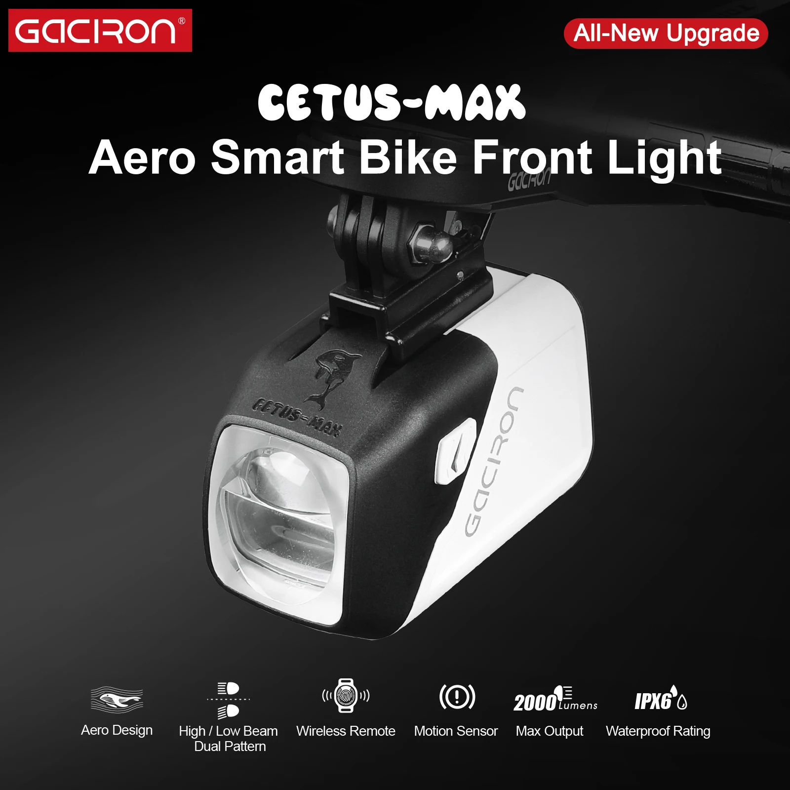 Фото Велосипедный фонарь Gaciron V26-MAX 5400 мАч с беспроводным пультом, антибликовым эффектом, защитой от бликов, водонепроницаемый, для MTB и шоссейных велосипедов №3