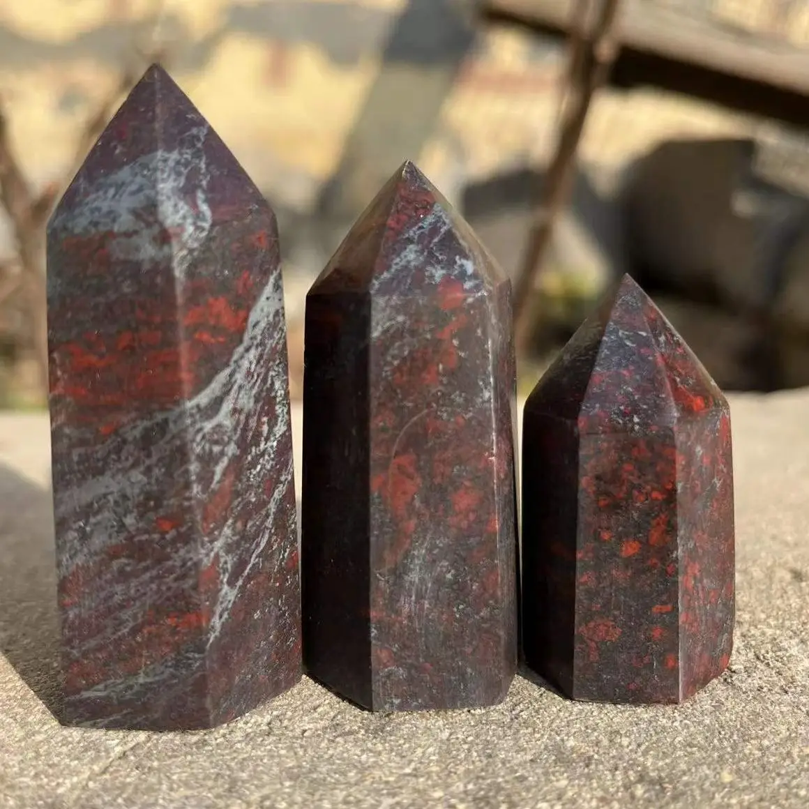 

40-70MM Natural Oriental Jasper Point Mini Crystal Wand Red Quartz Gem Column Energy Decoration