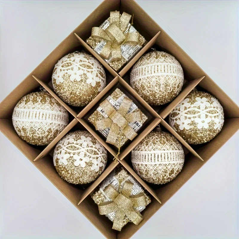 

Новый стиль, набор рождественских шаров, блестящие декоративные шары специальной формы для рождественской елки, подвесные укр...