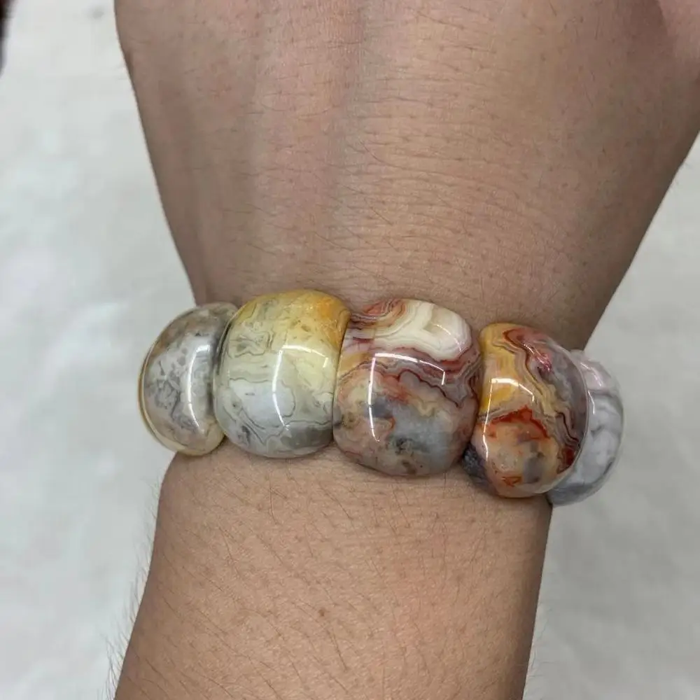 

Мексиканский Кружевной агат/браслет Sardonyx, браслет с натуральными драгоценными камнями для женщин и мужчин, оптовая продажа!