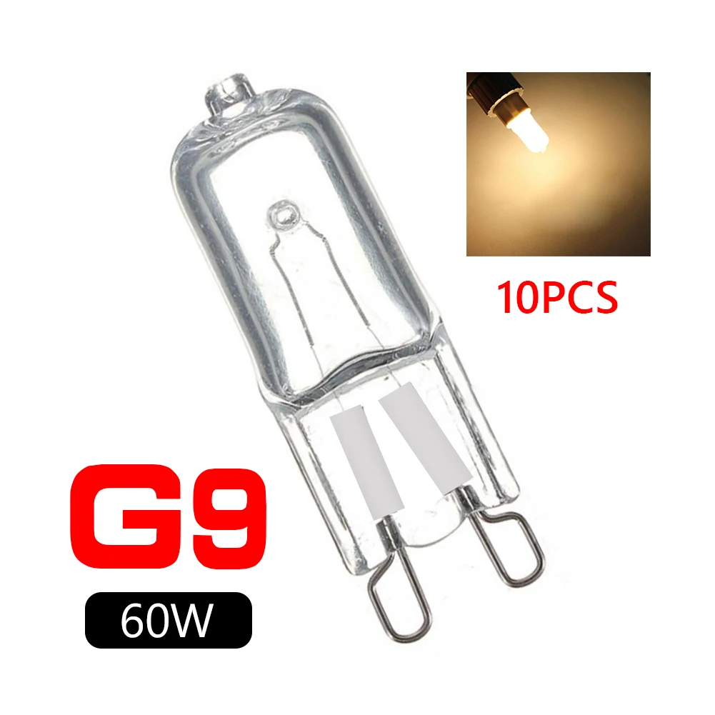 

10pcs G9 220V 240V 20W 25W 40W 60W 2900K Warm White Halogen Bulb Light Globe Lamp Halogen Capsule Light