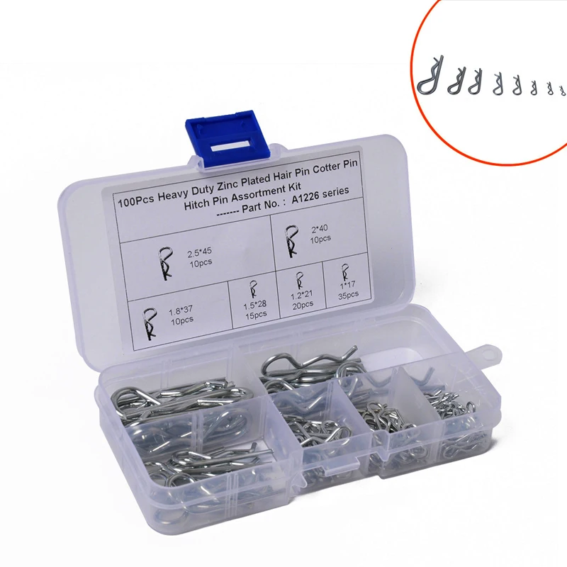 

100Pcs Carbon Steel Galvanized Steel Hairpin R Type Pin/4.8 Grade/B Type Split Pin Wave Pin Hairpin Pin Auto Parts