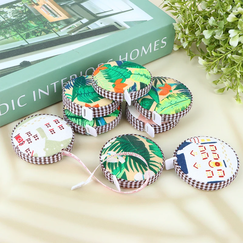 

1Pc 150CM/60inch Mini Retractable Portable Ruler Fabric Covered Tape Measure Fabric Covered Tailor Ruler Sewing Accessories