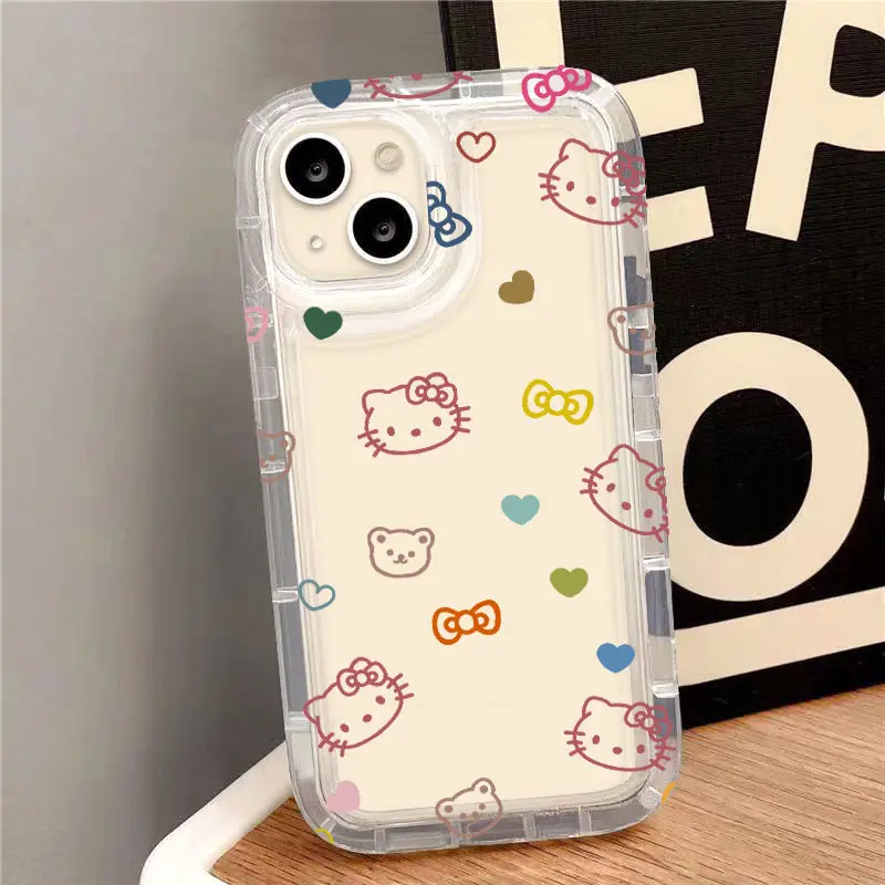 Sanrio Hello Kitty Transparent Soft Phone Case For Apple iPhone 14 12 13 11 Pro Max X XR XS Max 7 8 Plus SE 2022 Back Cover Y2K
