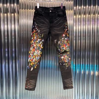 trend 2021 slim jeans hip hop mens jeans men trousers patchwork washed new custom motorcycle pants streetwear european style