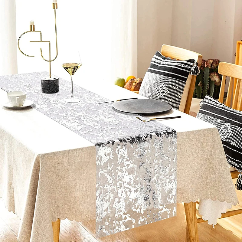 

Sparkle Thin Table Runners Dinning Table Decoration Glitter Metallic Table Cover Foil Thin Mesh Party Wedding Christmas Decor