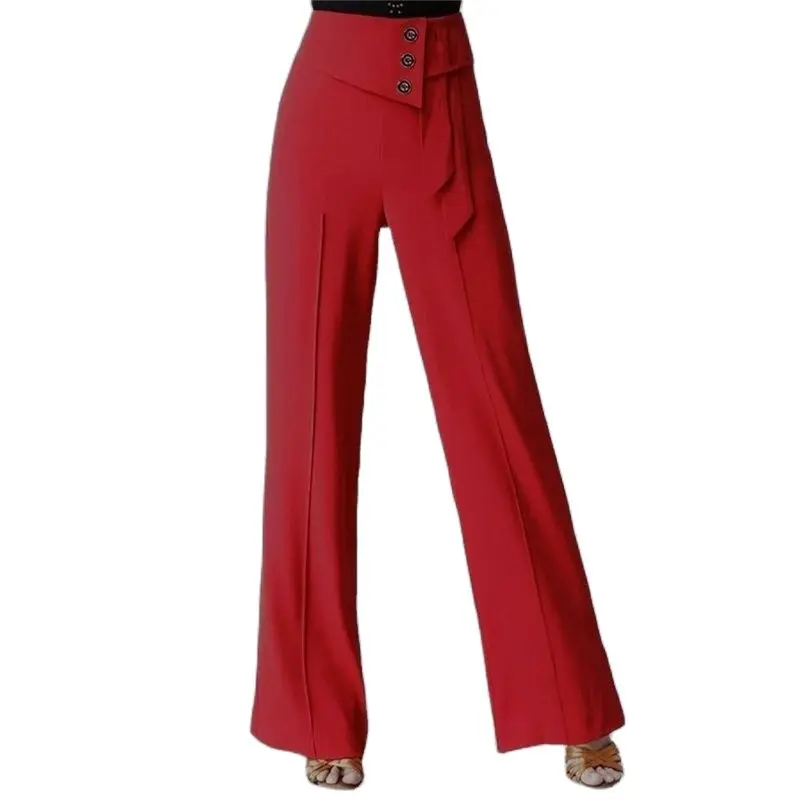

Dancing Trousers Women 2023 New Fashion Wide-Leg Pants Modern Latin Dance Trousers High-Waisted Vertical Feeling Trousers Female