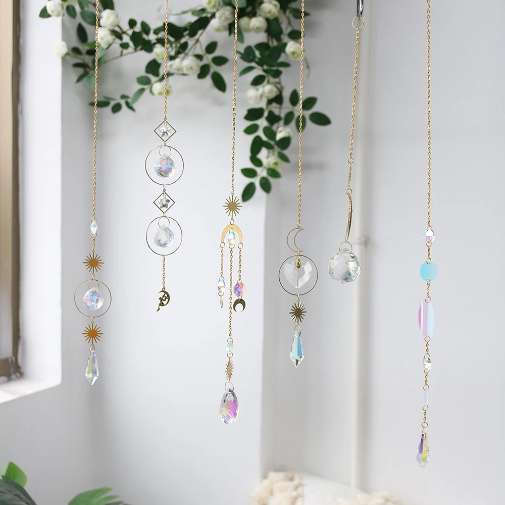 

Crystal Suncatcher Moon Sun Catcher Crystal Decoration Hanging Rainbow Prism Garden Ornaments Window Decoration Car Suncatcher