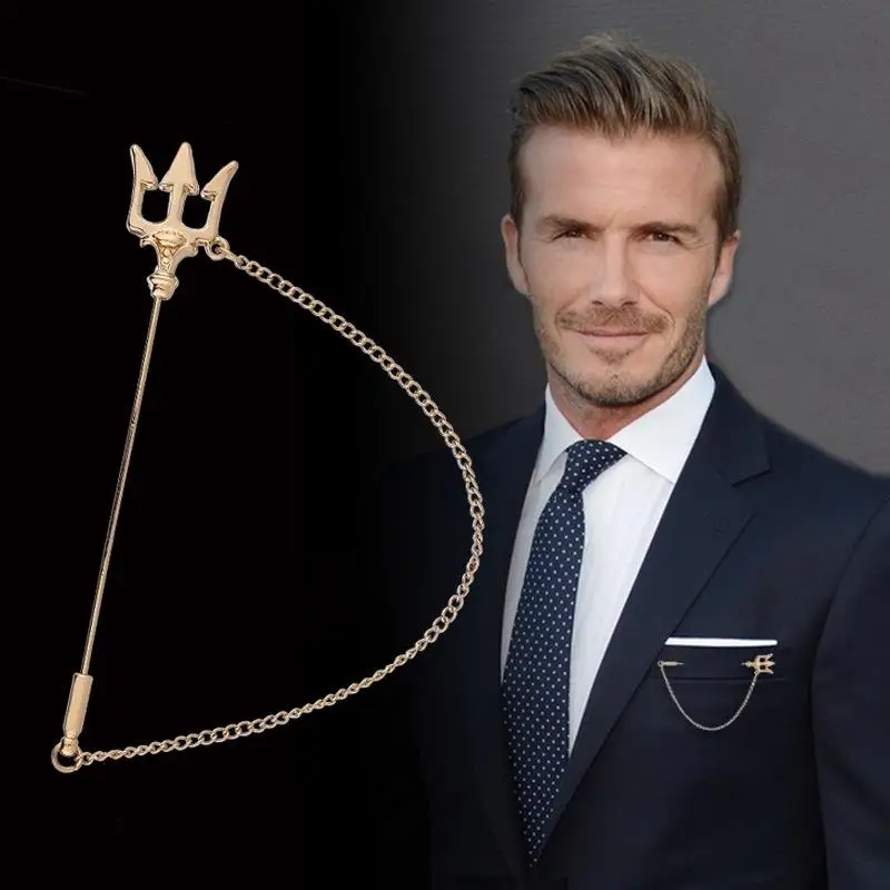 

Men's Suit Collar Pin Jewelry Temperament Sweater Pin Ladies Badge Trident Pin Fashion Accessories