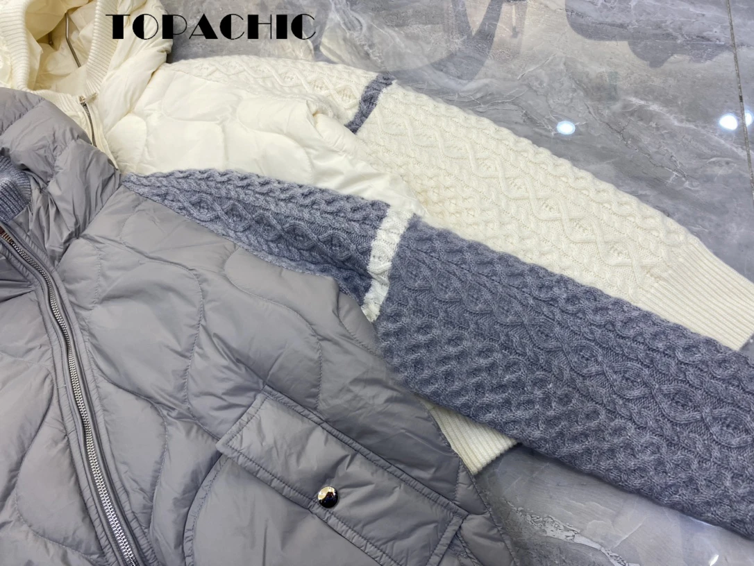 11 21 TOPACHIC Женская Удобная полосатая трикотажная куртка с длинным рукавом узором