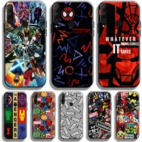 marvel avengers logo phone case for huawei honor 9x 8x 7x pro for honor 10x lite case black liquid silicon silicone cover funda