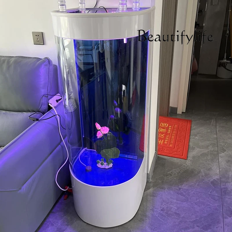 Полуцилиндрический аквариум для гостиной небольшой задний фильтр пол новое