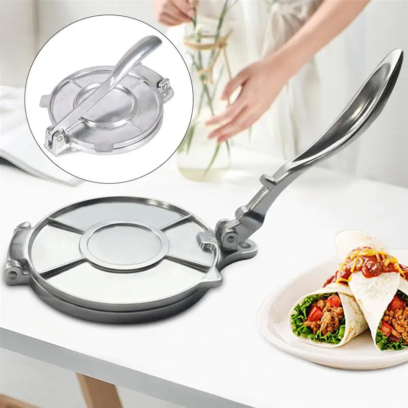 

Ручной пресс для торта из нержавеющей стали, складной портативный пресс для выпечки, машина для тортильи, теста для пельменей, кухонные аксессуары