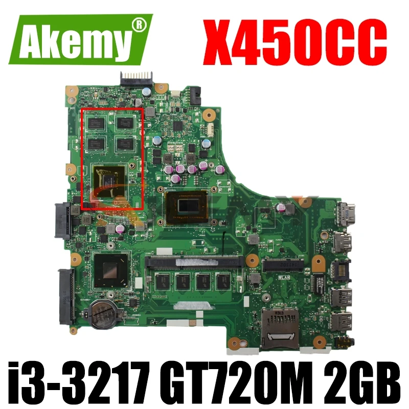 

X450CC Motherboard i3-3217 CPU GT720M 2GB 4G RAM For ASUS X450 X450C X450CC Laptop mainboard X450CC Mainboard Test 100% OK