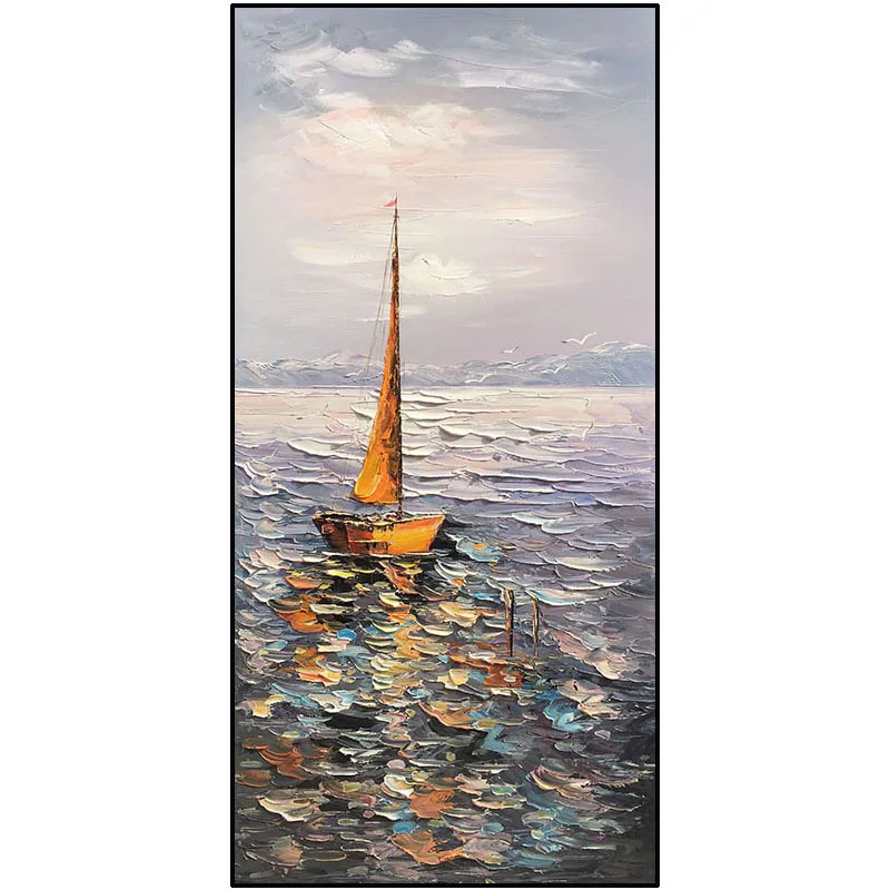 

Colorful sailboat modern painting sailing wall picture art handmade oil painting