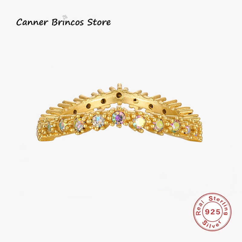 

CANNER Bijoux Femme 2022 Finger Rings For Women Men 7mm Personality AB Colored CZ Ring 925 Sterling Silver Bending Fine jewelry